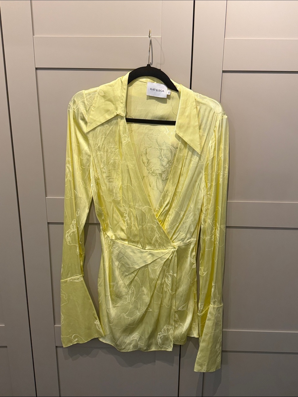 Rat and boa Yellow Floral Wrap dress